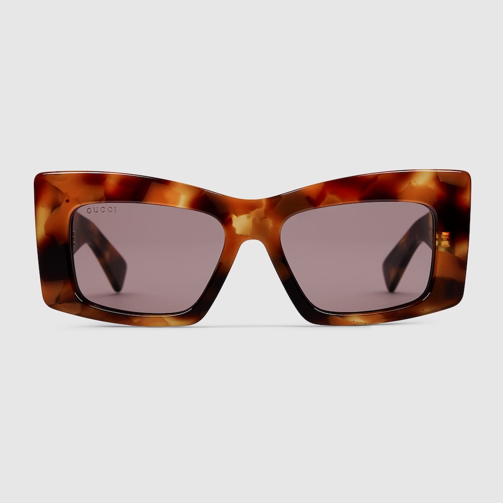 Gucci★素敵！Tortoise Acetate Square Sunglasses w/GG Logo Square frame sunglasses in light brown | GUCCI® CA