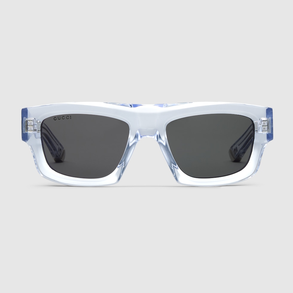 Rectangular frame sunglasses in crystal grey | GUCCI® US