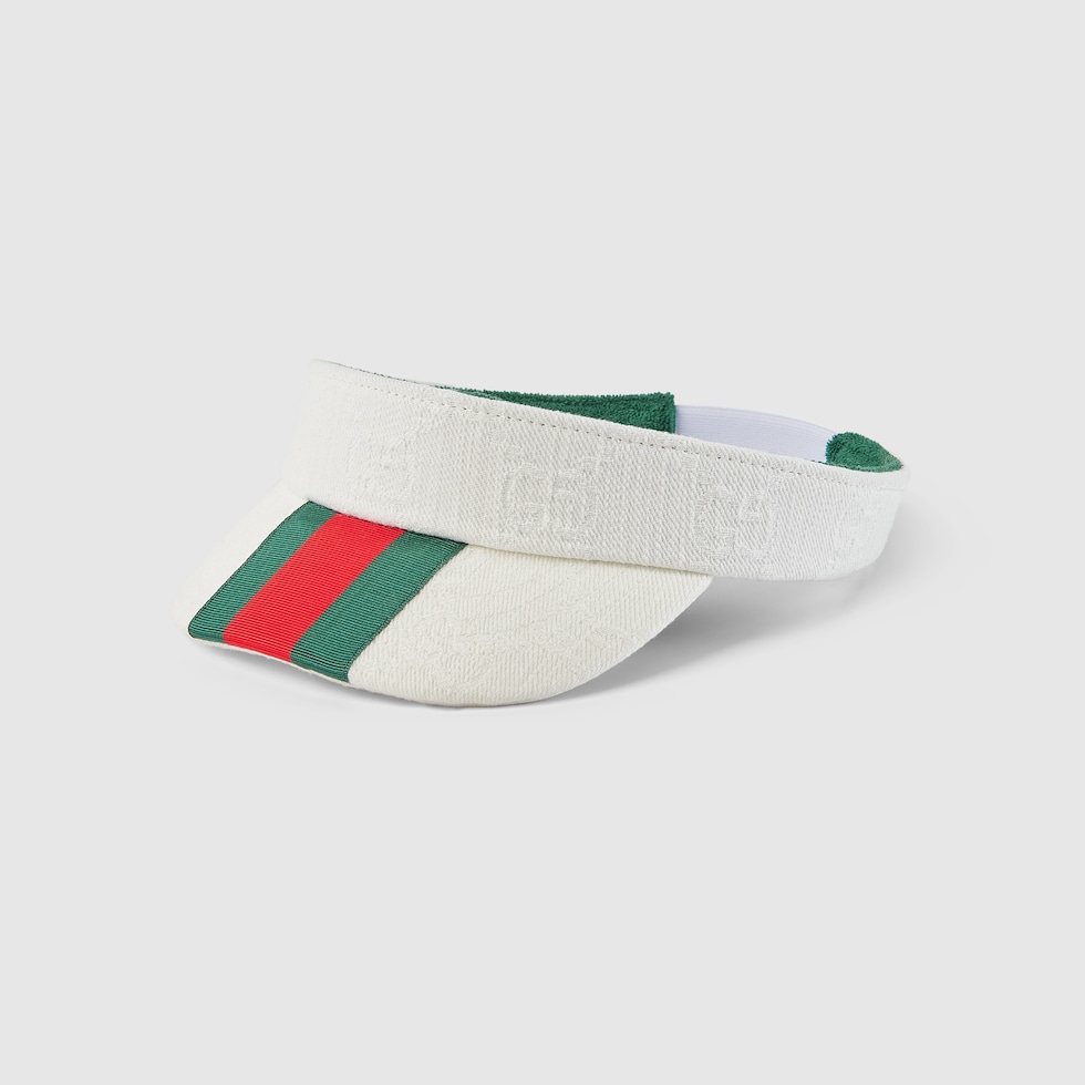 Children's GG cotton visor with Web in white | GUCCI® US Children's GG cotton visor with Web in white | GUCCI® US