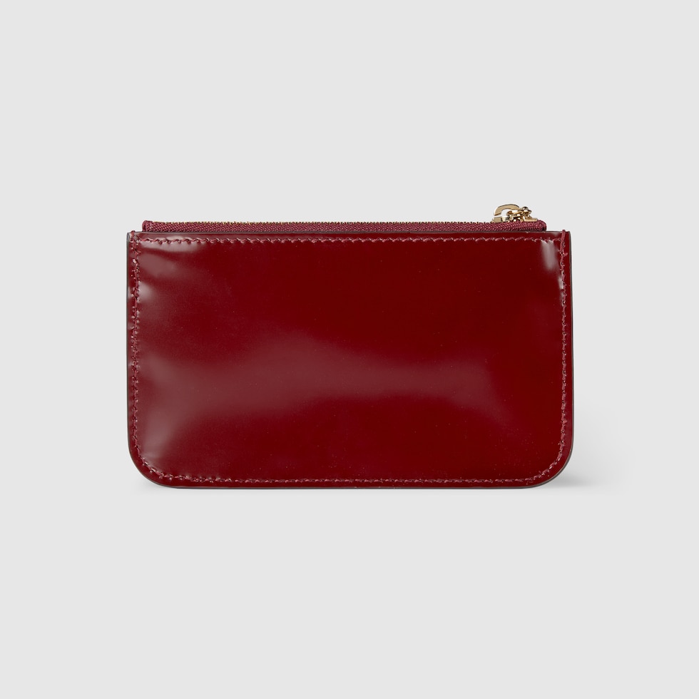 Zip key case with bamboo in Rosso Ancora red leather | GUCCI® US