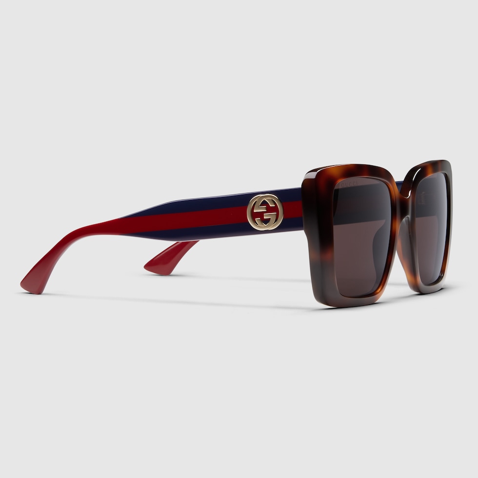 Square frame sunglasses in brown | GUCCI® US