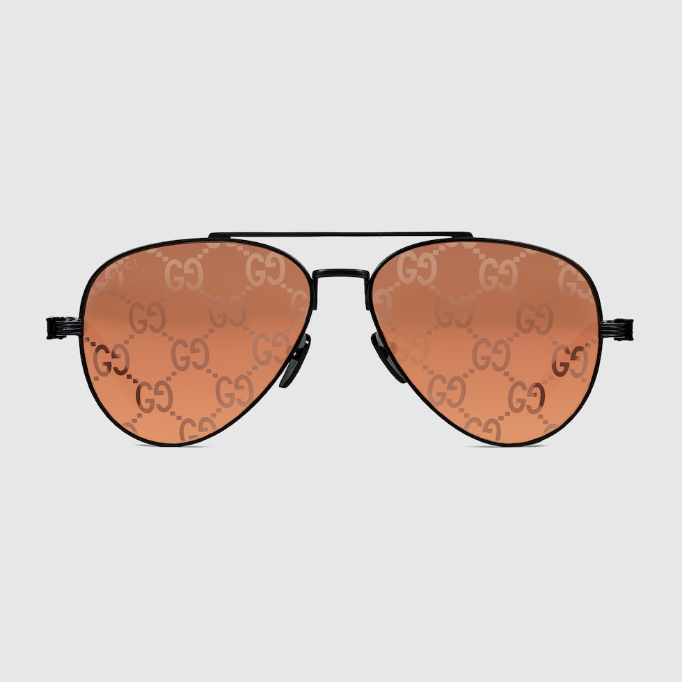 スマートな印象に【GUCCI】アビエーター◇グラス Aviator frame sunglasses in black | GUCCI® US
