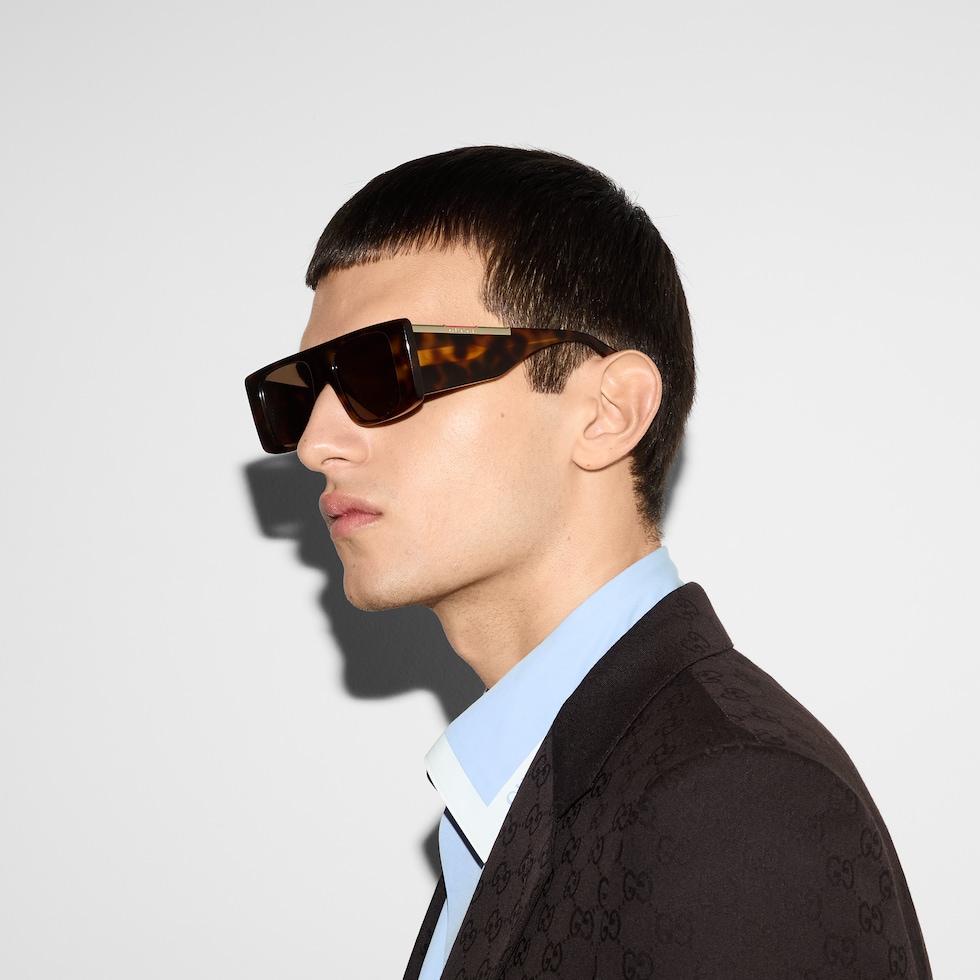 Rectangular frame sunglasses in brown | GUCCI® US