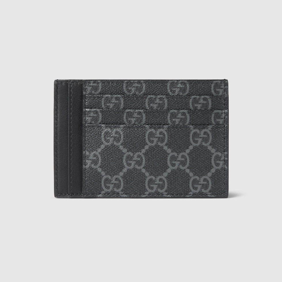 GG Emblem card case in black fabric | GUCCI® RO