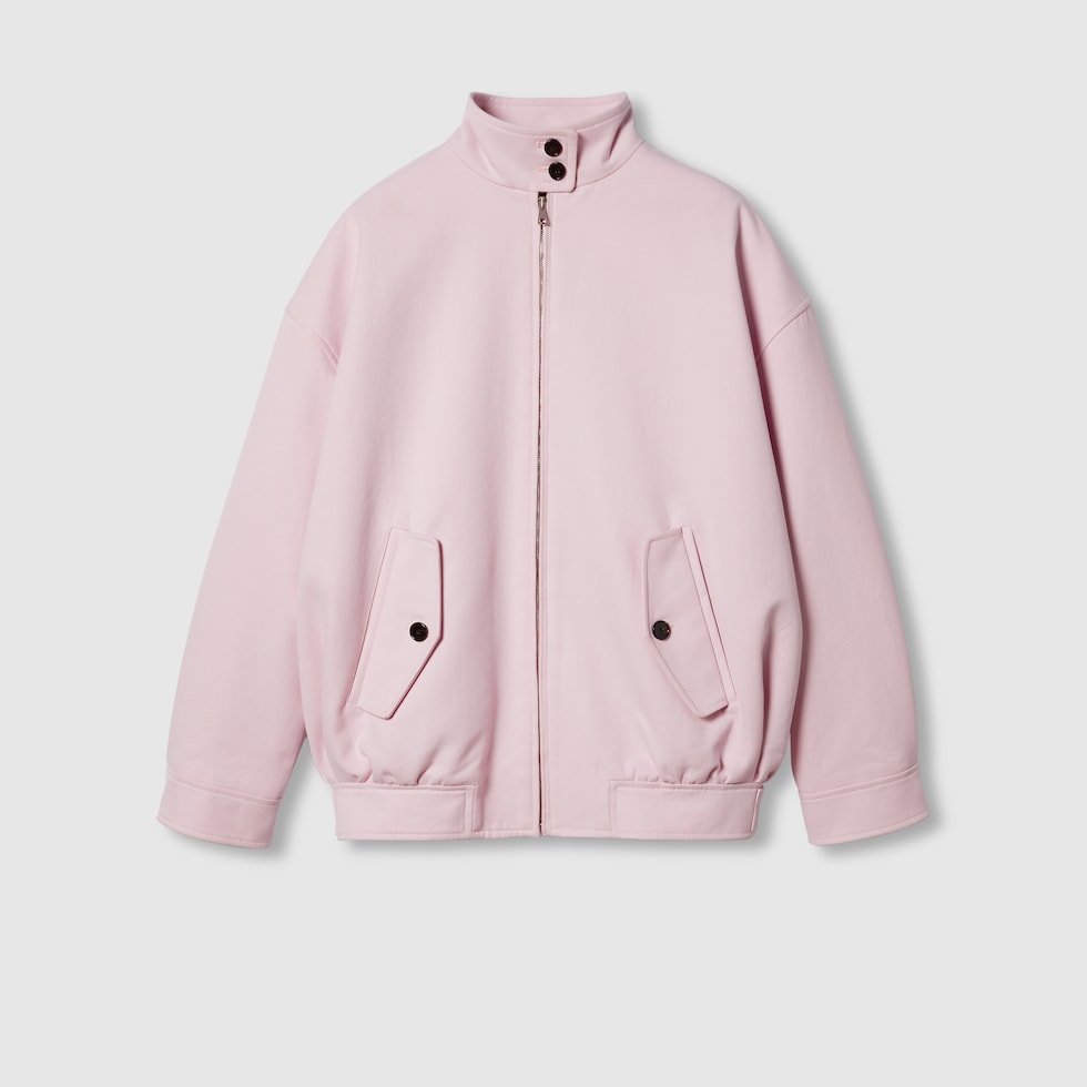 Cotton canvas delavé bomber jacket in light pink | GUCCI® US Cotton canvas delavé bomber jacket in light pink | GUCCI® US