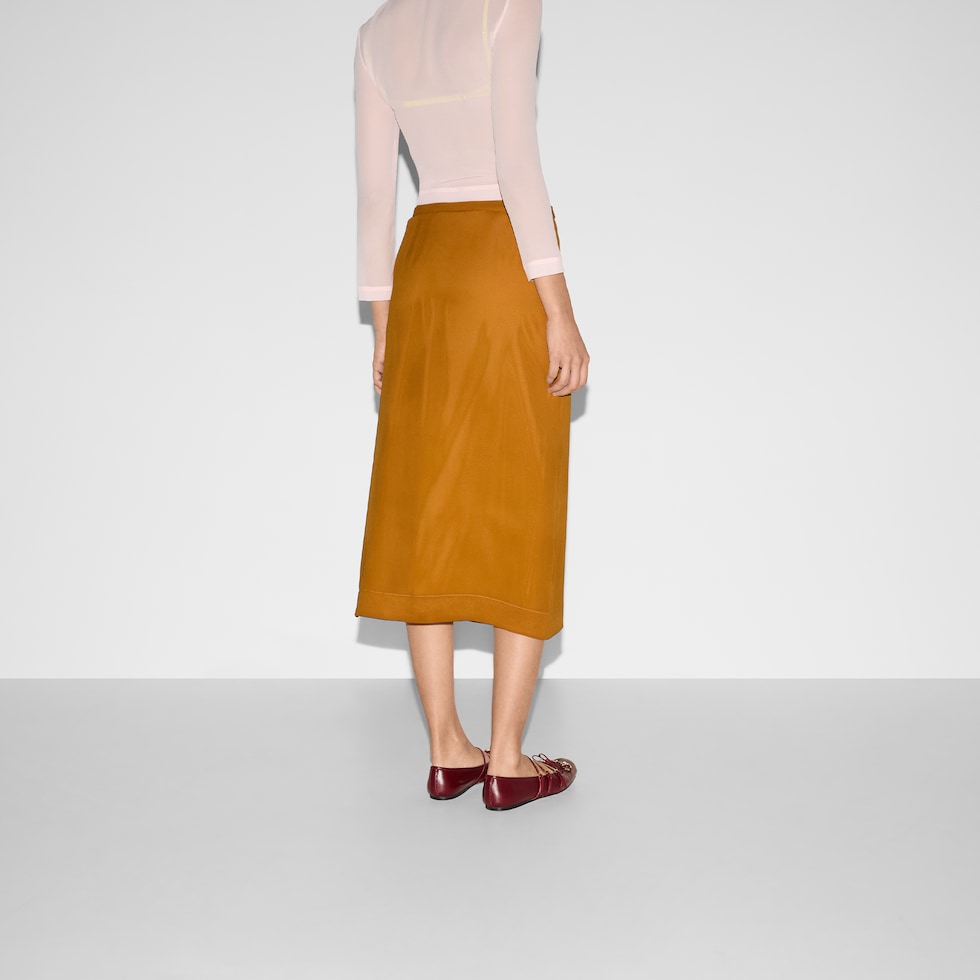 Silk georgette skirt in mustard yellow | GUCCI® US