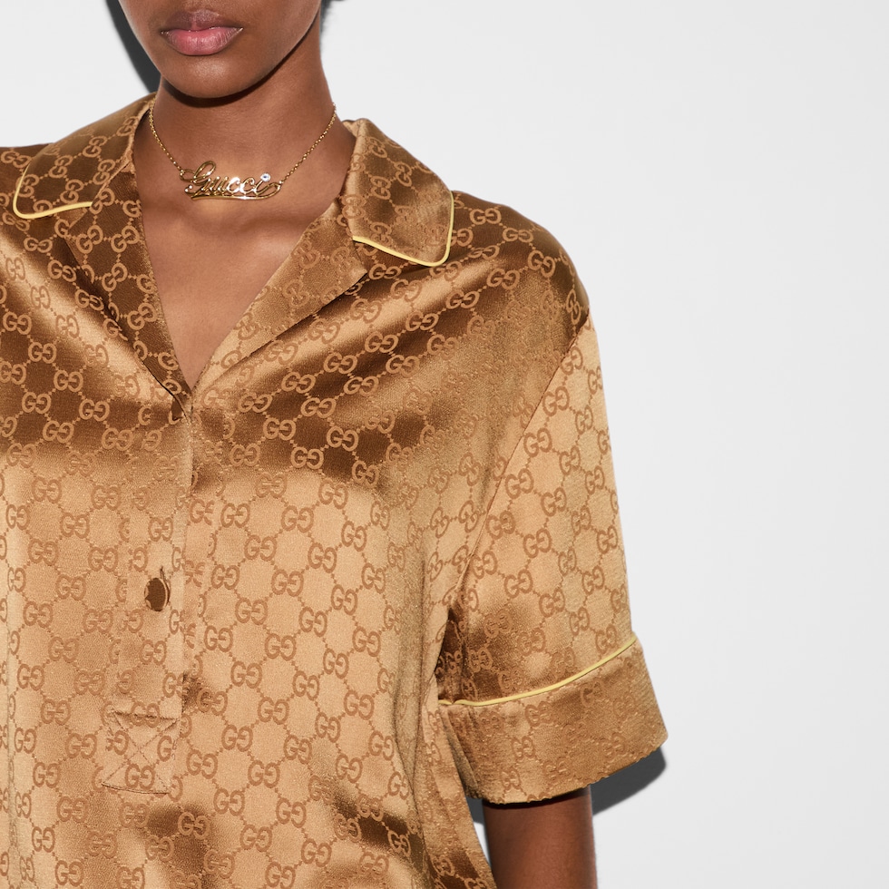 Gucci 襟付きサテンシャツ GGサテン シャツ ・コッパー | GUCCI公式