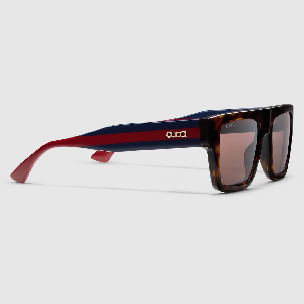 Oval frame sunglasses in black | GUCCI® US