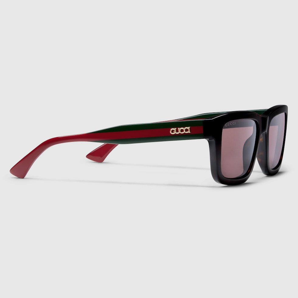 Rectangular frame sunglasses in brown | GUCCI® US