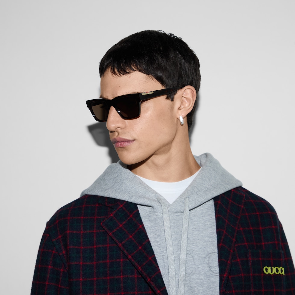 Rectangular frame sunglasses in brown | GUCCI® US