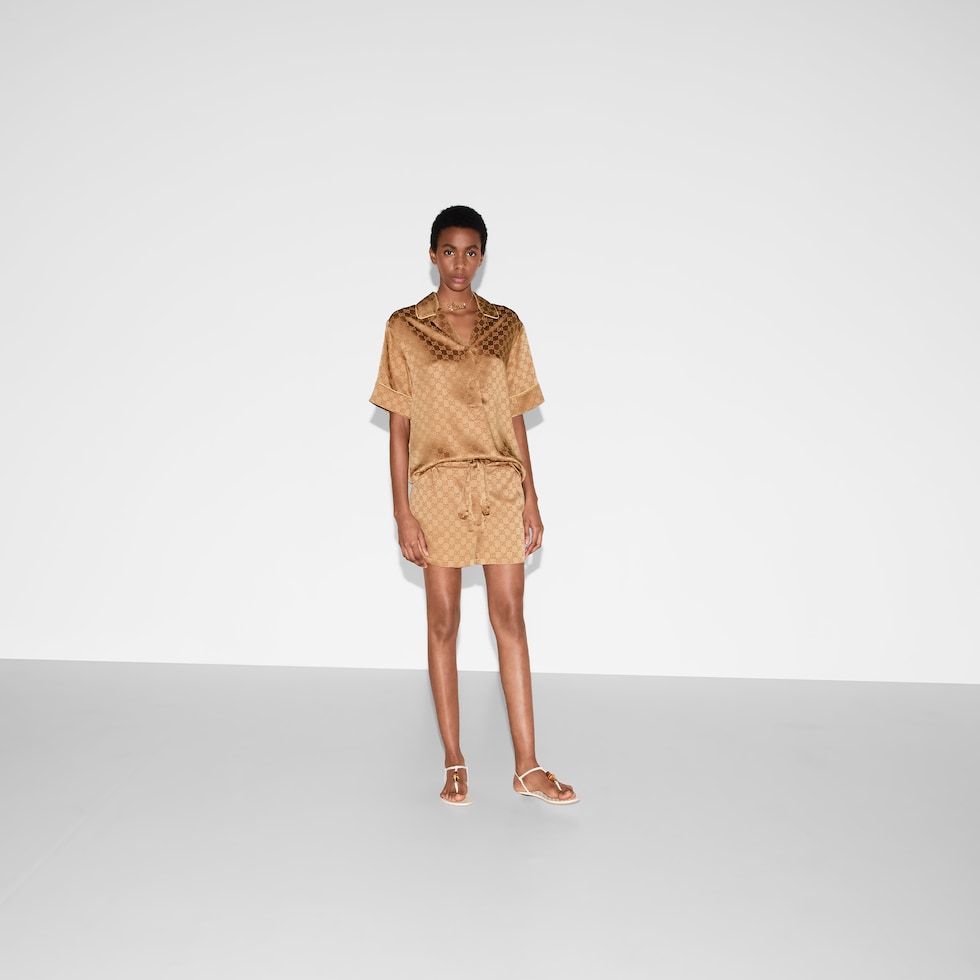 Gucci 襟付きサテンシャツ GUCCI - GG silk jacquard shirt | Leam Roma - Luxury Shopping Online