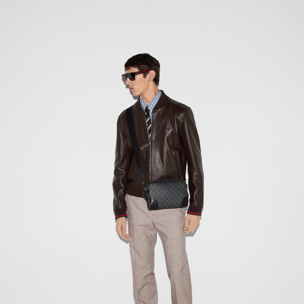 GGエンブレム〕スモール クロスボディバッグ ・ブラック ファブリック