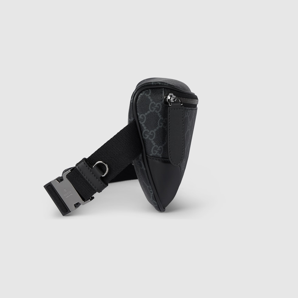 GGエンブレム〕ミディアム ベルトバッグ ・ブラック ファブリック