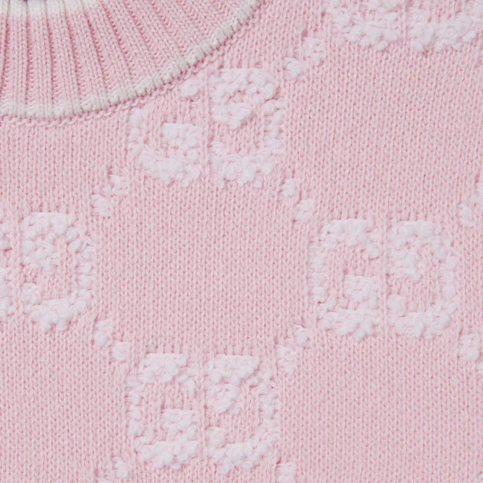 GG wool bouclé jacquard top in light pink and white | GUCCI® US