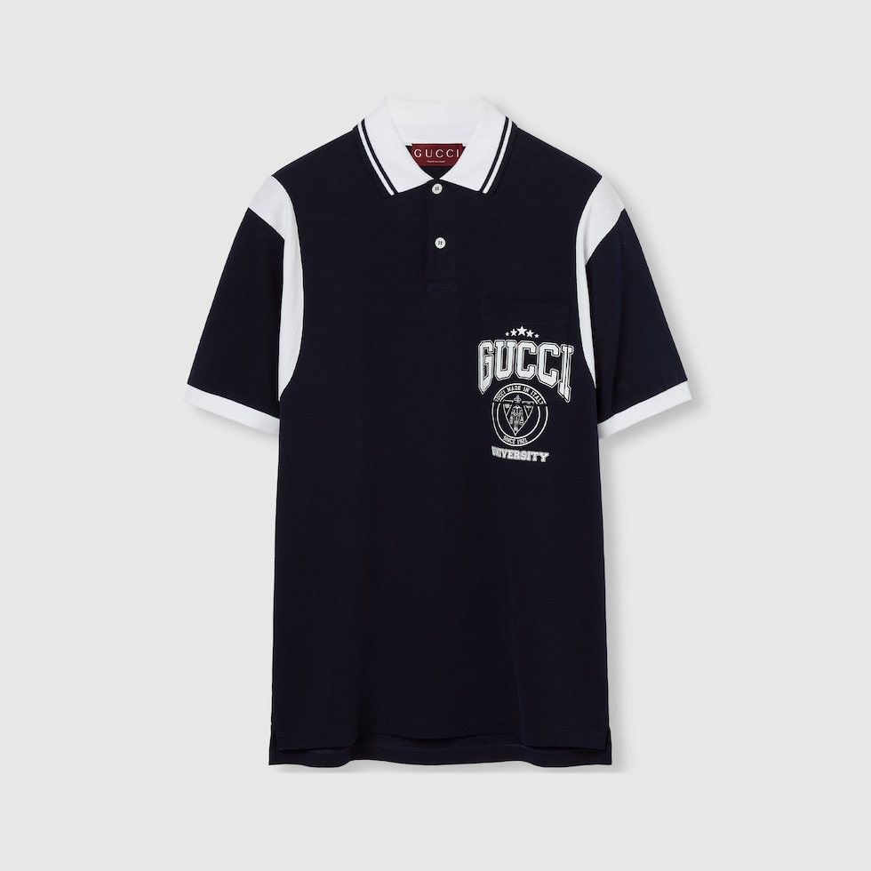 Gucci T-shirt a polo in piqué di cotone 305382-X8737