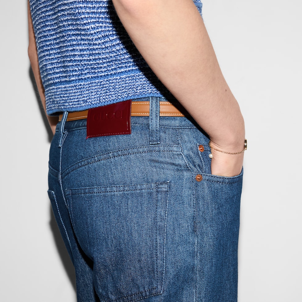 デニム・ジーパン GUCCI SS25 Cotton jeans (812233XDC83 4100) ストレートフィット デニム パンツダークブルー | GUCCI公式