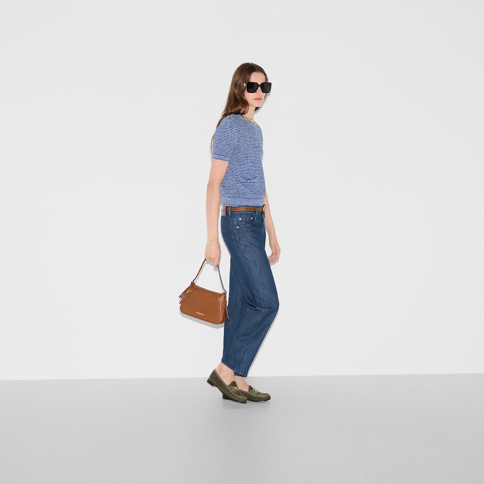 Straight fit denim pants in dark blue | GUCCI® US