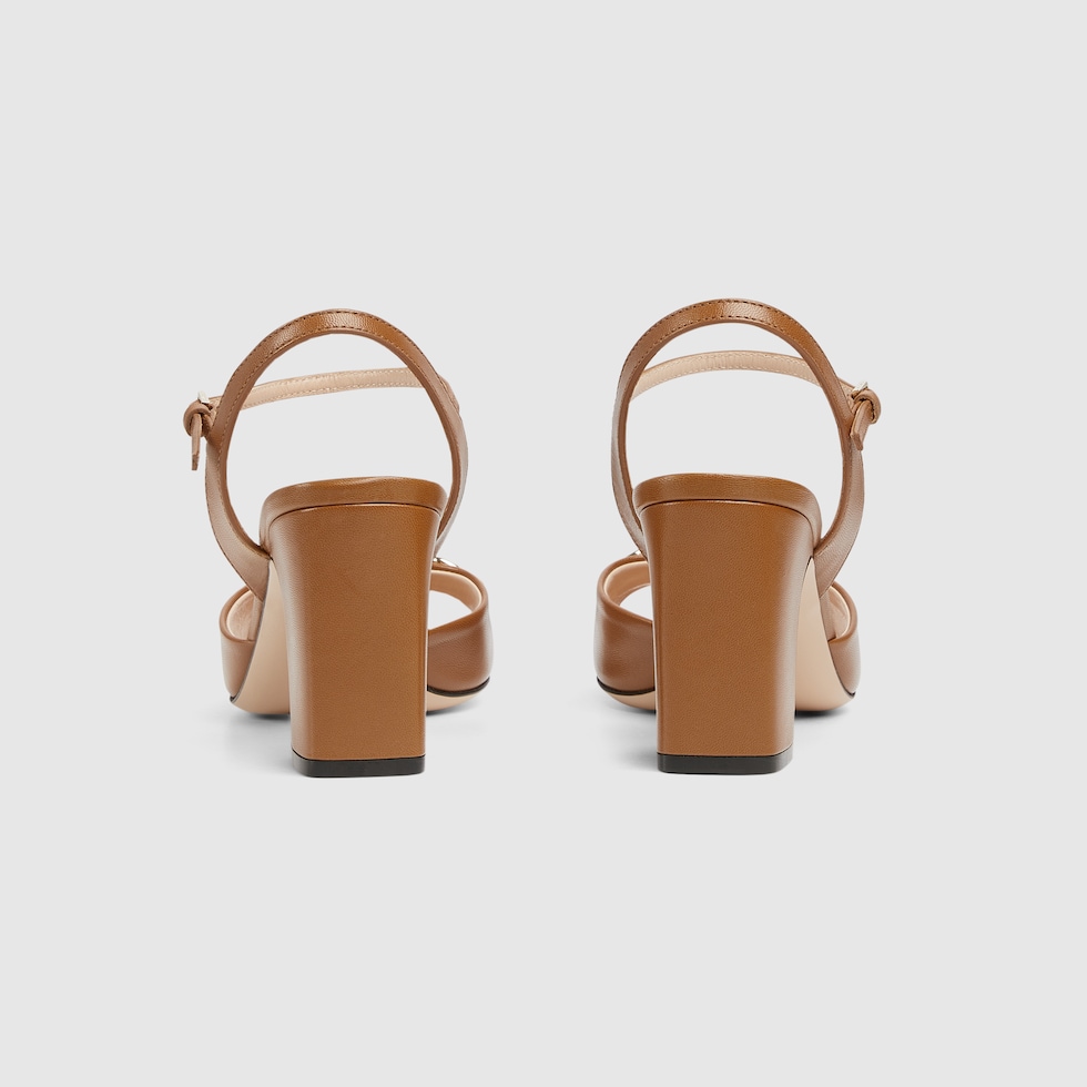 Women's Horsebit sandal in brown leather GUCCI® UK