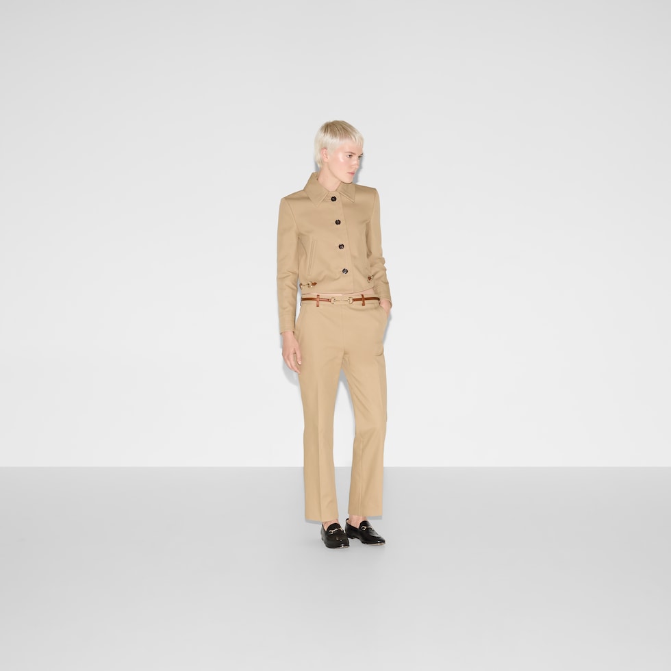 最新発見 Cotton drill pants with Horsebit in beige | GUCCI® US カジュアルパンツ