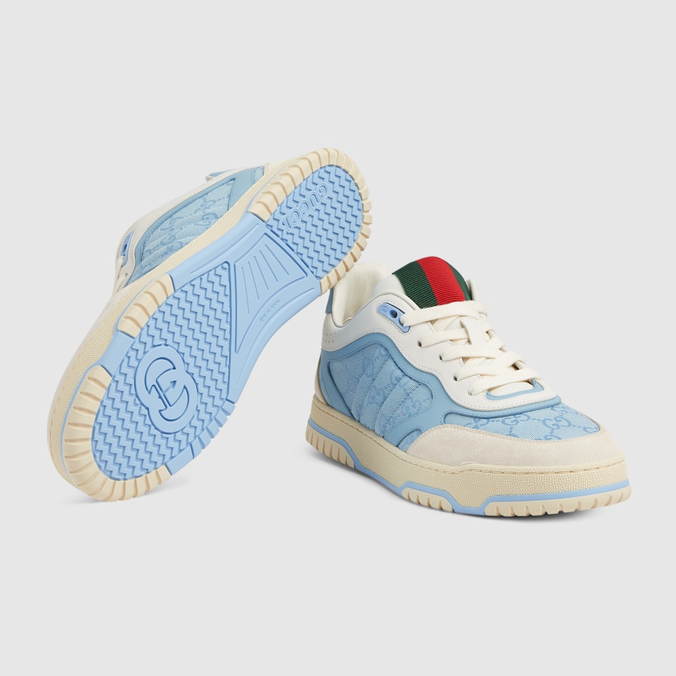 Men's Gucci Re-Web sneaker in light blue canvas | GUCCI® US