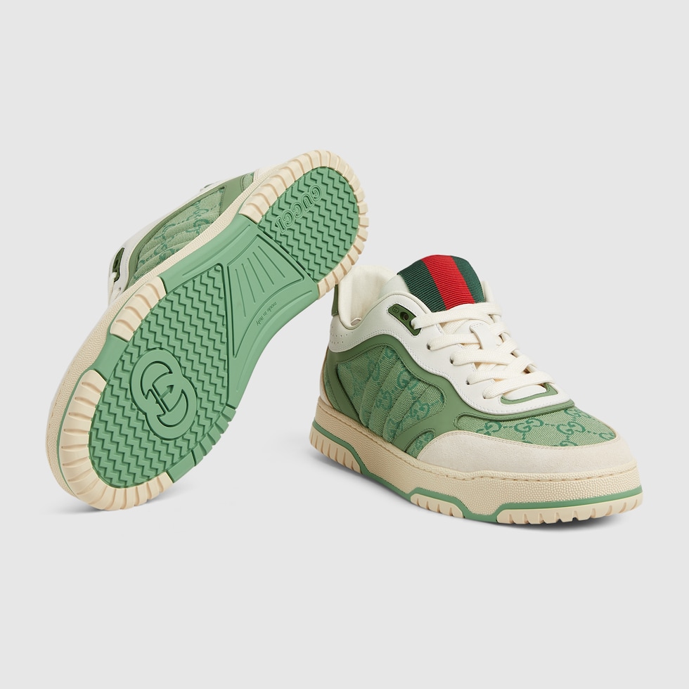 Men's Gucci Re-Web sneaker in green canvas | GUCCI® US