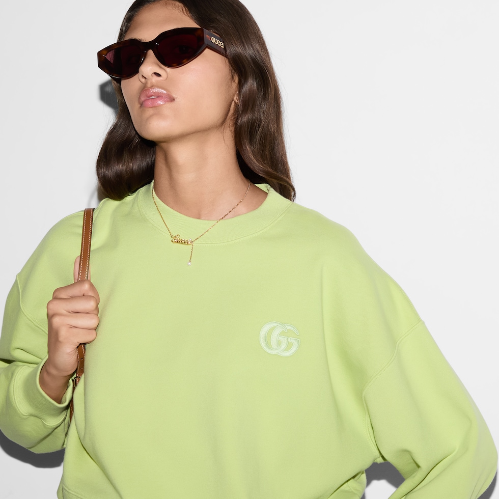 スウェット・トレーナー GUCCI Cotton sweatshirt with gucci embroidery on the front Gucci Logo-embroidered cotton jersey sweatshirt Gucci