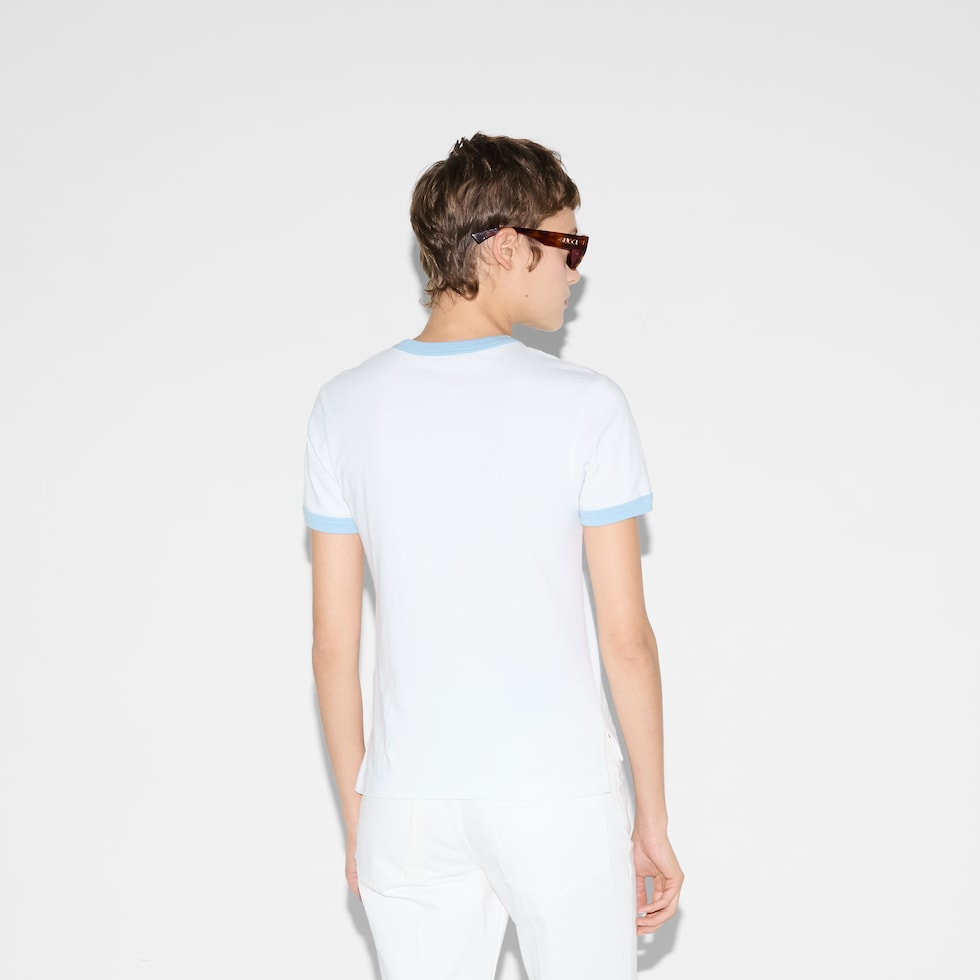 Tシャツ・カットソー GUCCI WHITE COTTON T-SHIRT Cotton jersey T-shirt with embroidery in white | GUCCI® US