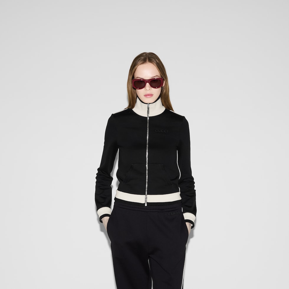 GUCCI ライトベージュ系撥水加工シームレスジップアップブルゾン