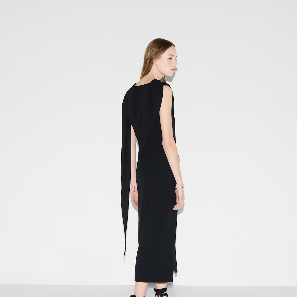 Mid-length acetate viscose sable dress in black | GUCCI® US