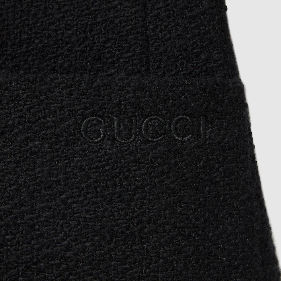 25新作 GUCCI エンブロイダリー ウール ブークレ ジャケット エンブロイダリー付き ウールブークレ ジャケットブラック