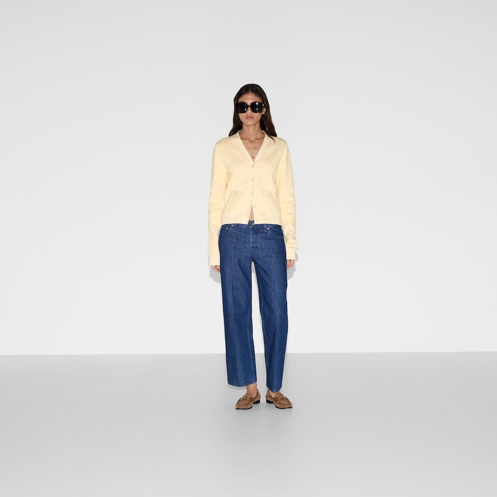 GGファインコットン ジャカード カーディガン ・パステルイエロー