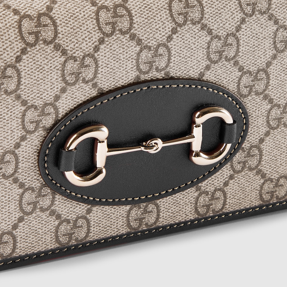 Gucci Horsebit 1955 card case wallet in beige and dark brown