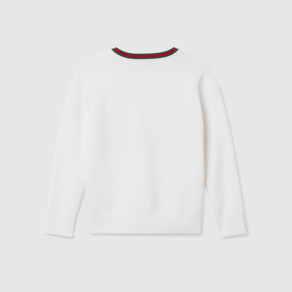 Children's embroidered cotton sweater in white | GUCCI® US