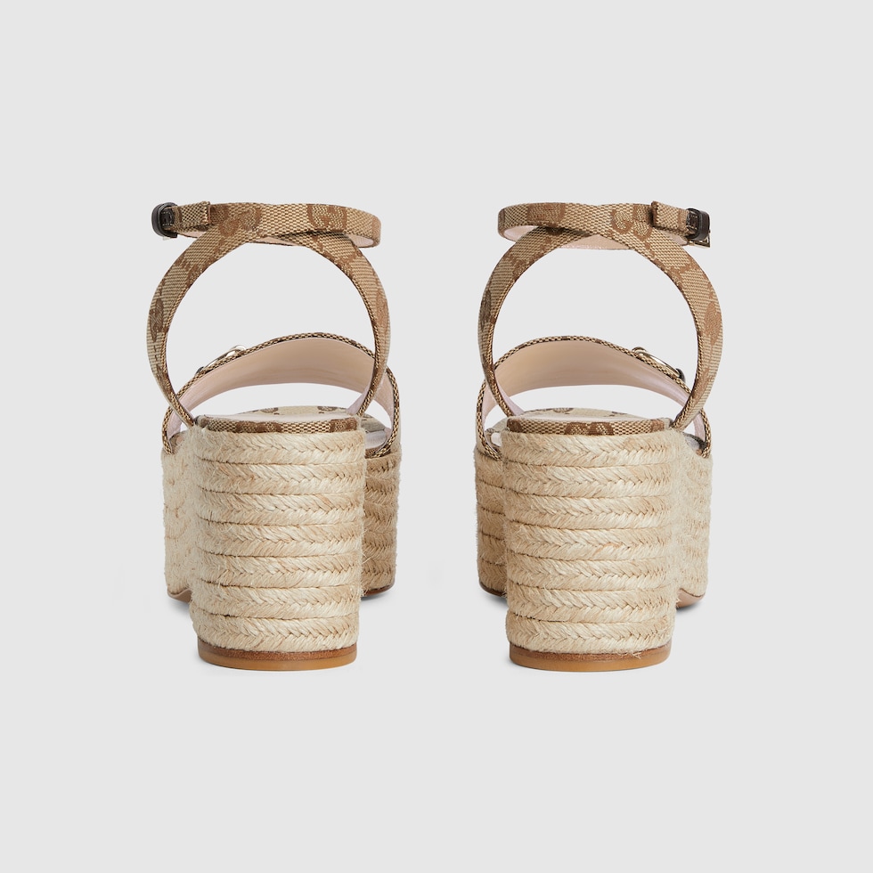 Women's espadrille with Horsebit in beige and dark brown
