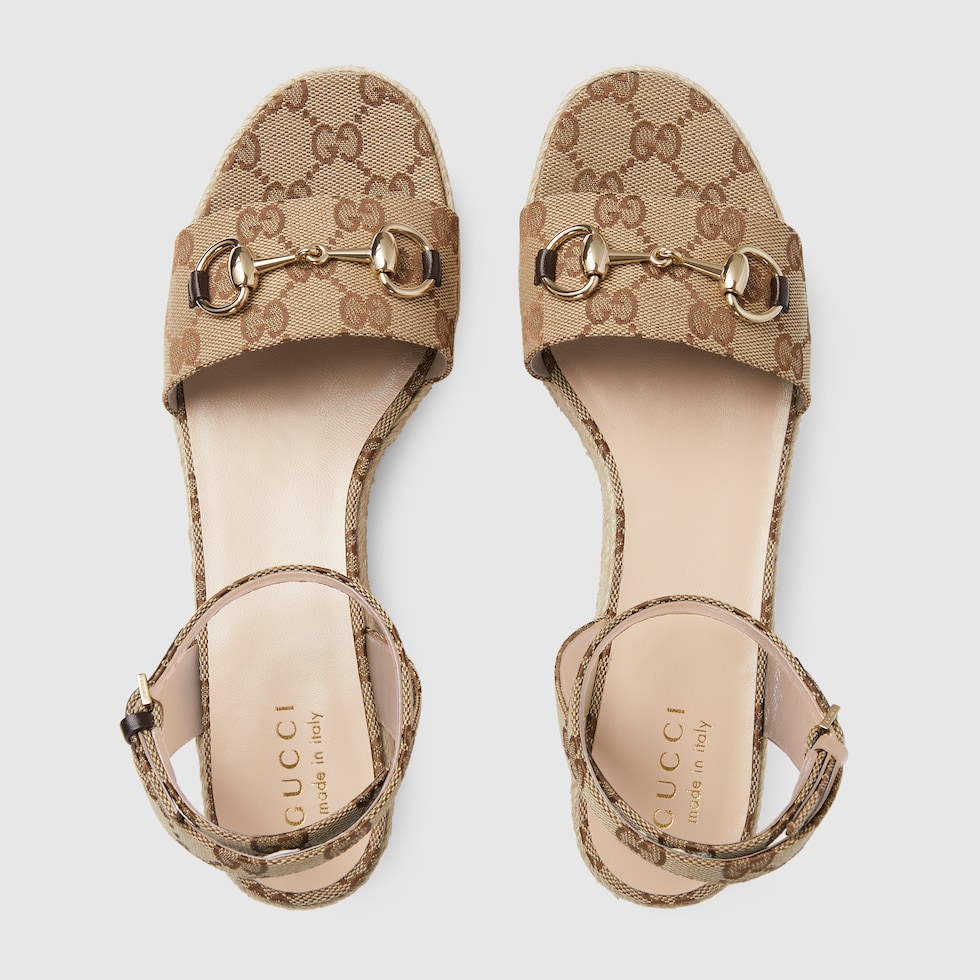 Women's espadrille with Horsebit in beige and dark brown