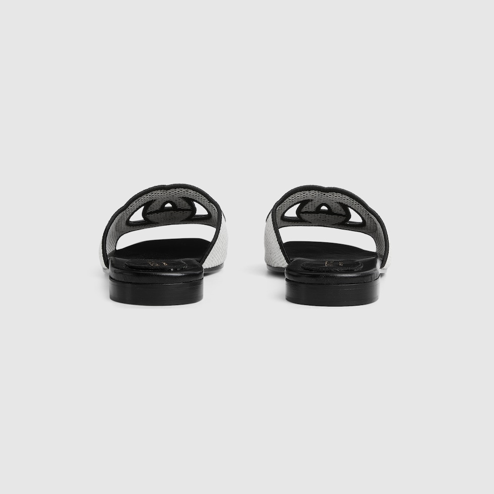 Women's Interlocking G slide sandal in black leather | GUCCI® US