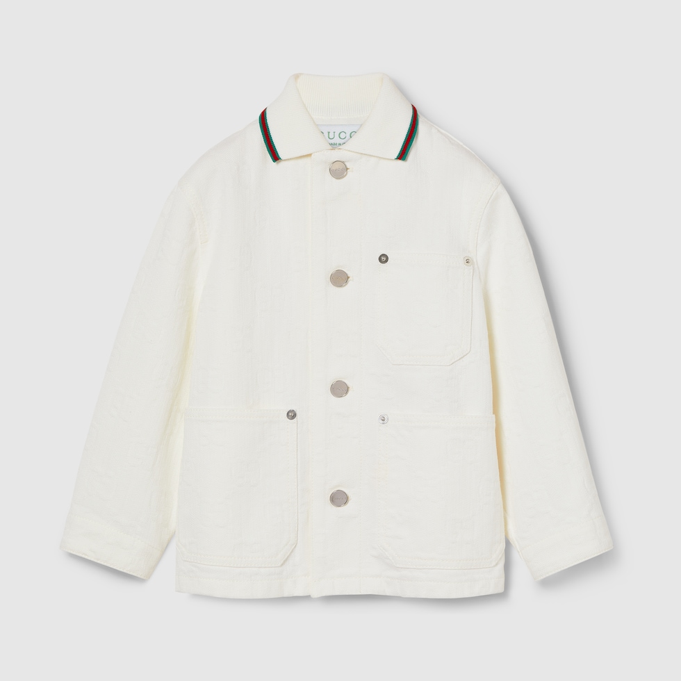 Children's GG denim jacket with Web in white | GUCCI® US