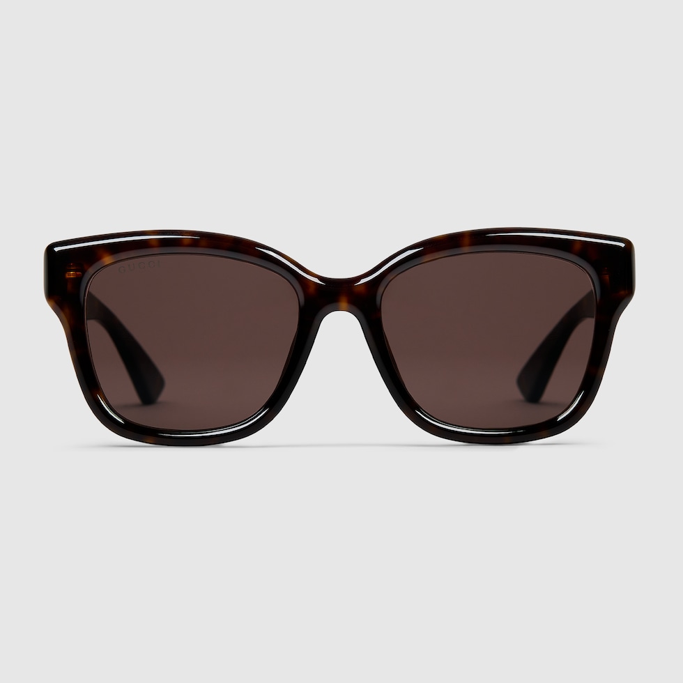 Low nose bridge fit square sunglasses in dark brown | GUCCI® SG