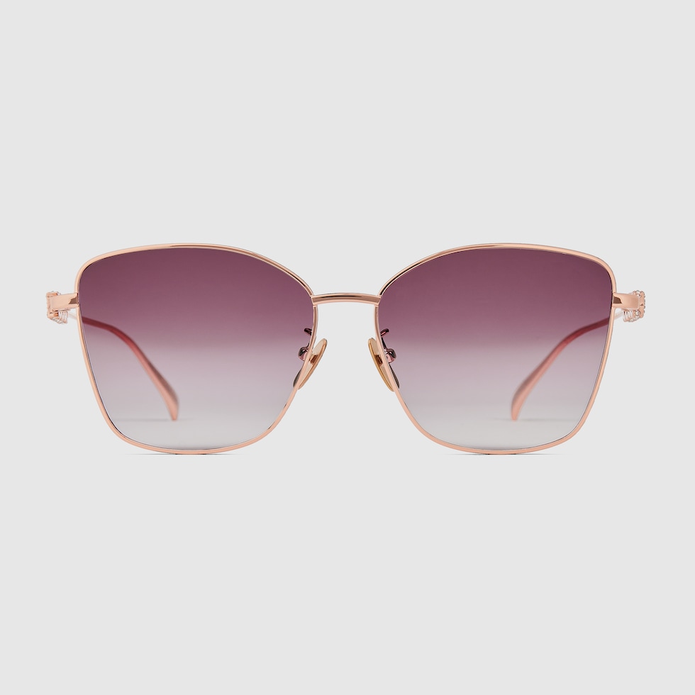 Low nose bridge fit butterfly sunglasses in rose gold-toned Low nose bridge fit butterfly sunglasses in rose gold-toned