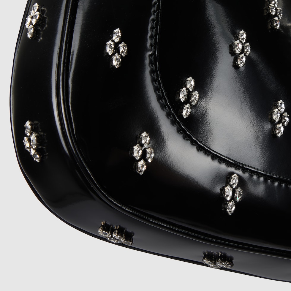 グッチ ジャッキー 1961〕クリスタル ミディアムバッグ ・ブラック