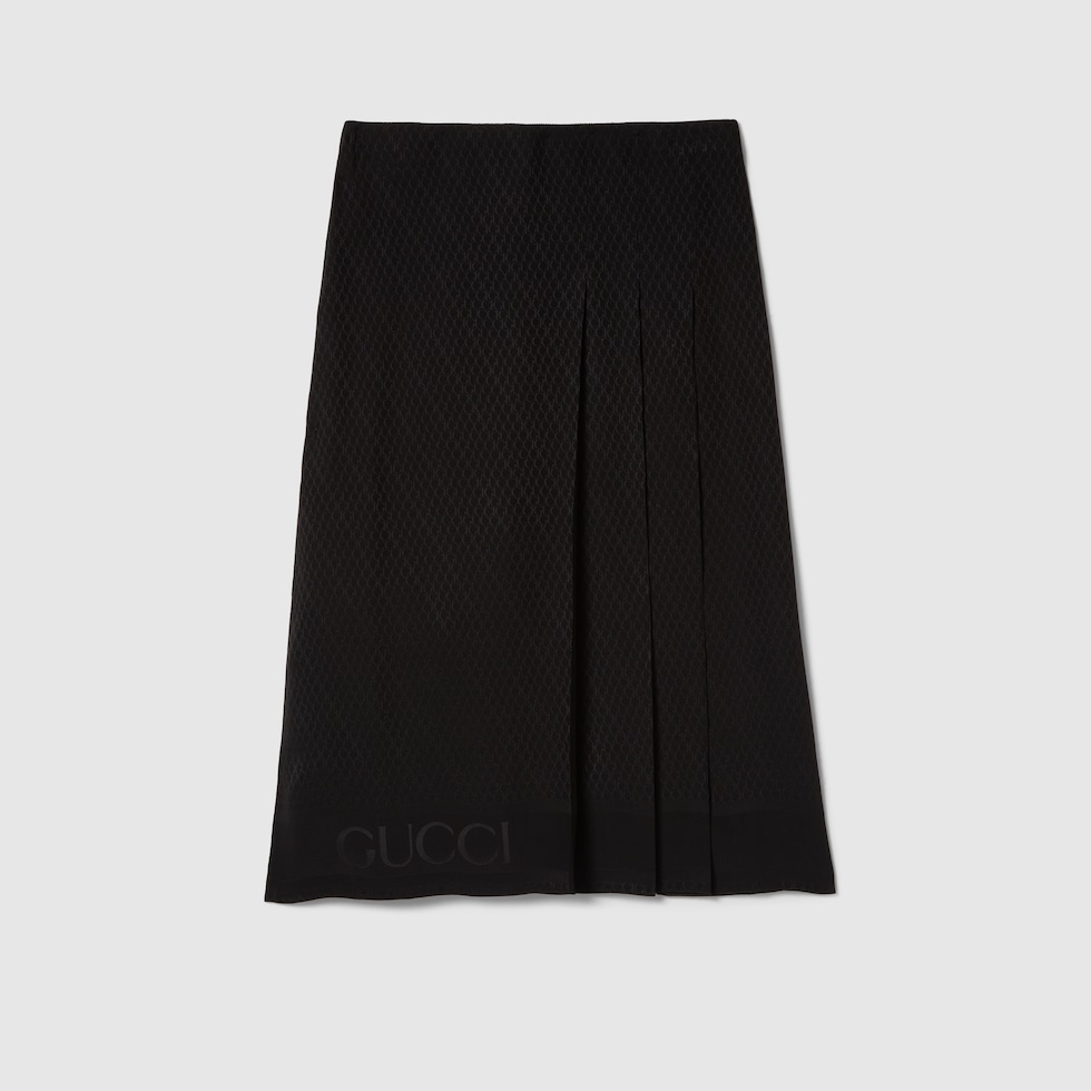 新作【GUCCI】GUCCI シルクジャカード スカート、ブラック GUCCI シルクジャカード スカートブラック | GUCCI公式