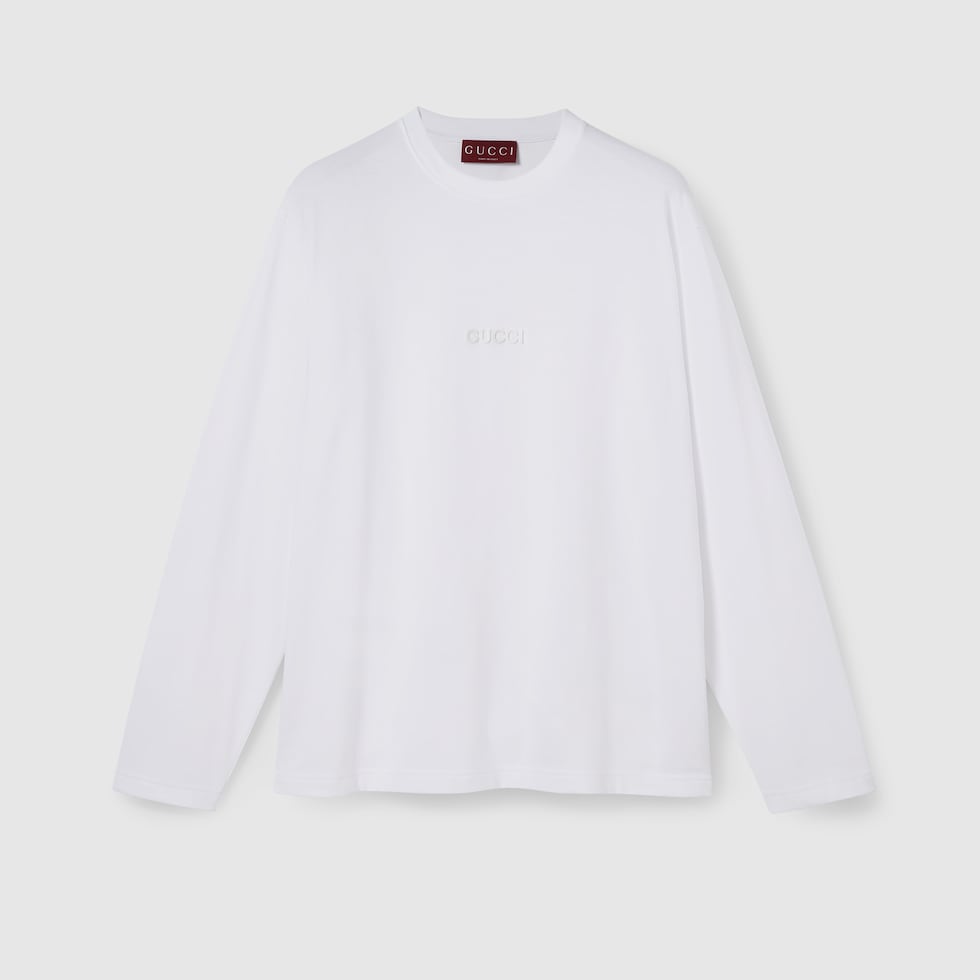 长袖针织棉T恤in 白色| GUCCI® FI