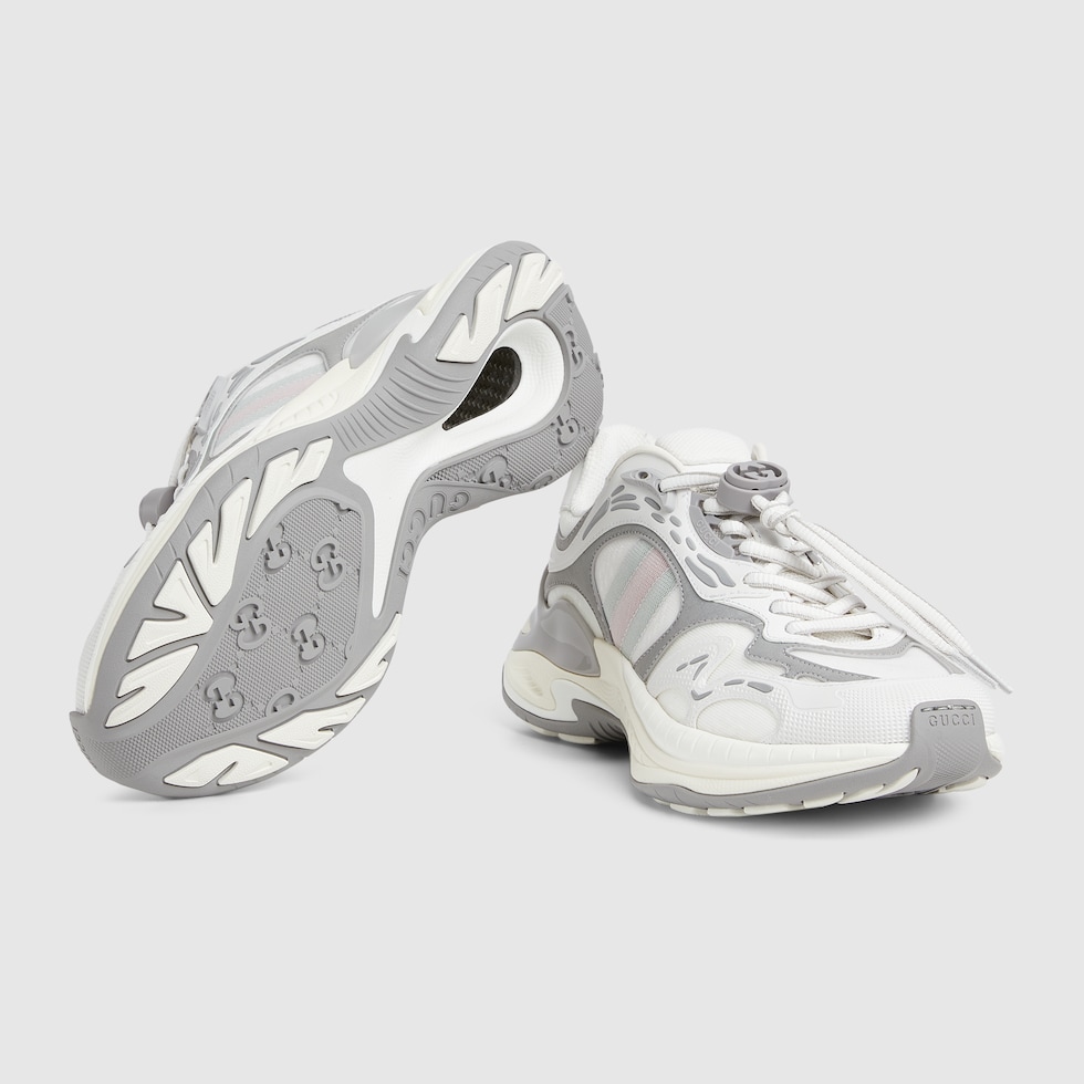 Women's Gucci 2.0 sneaker in white and grey mesh and leather Women's Gucci 2.0 sneaker in white and grey mesh and leather