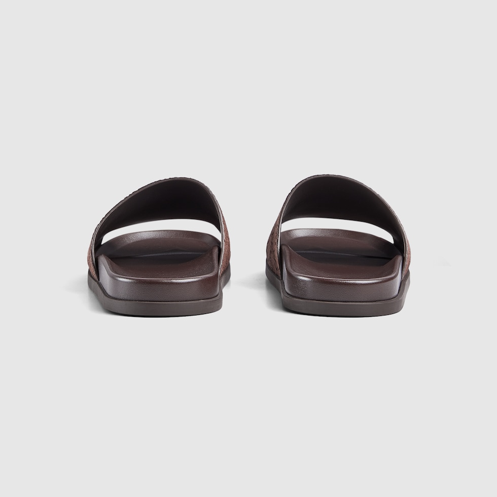 サンダル GUCCI Men Sandals Brown 834941AADU0 2140 Men's slide sandal in brown GG suede | GUCCI® US