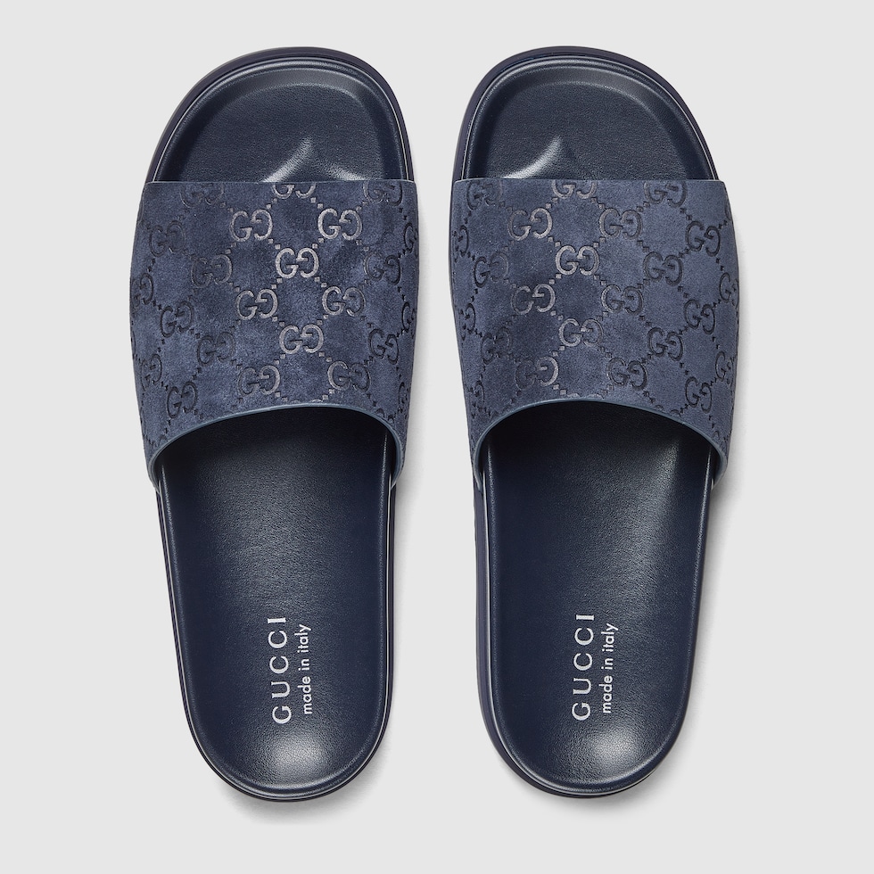 【関税込み】GUCCI Men's slide sandal 834941 AADUO 2140 Men's slide sandal in brown GG suede | GUCCI® US