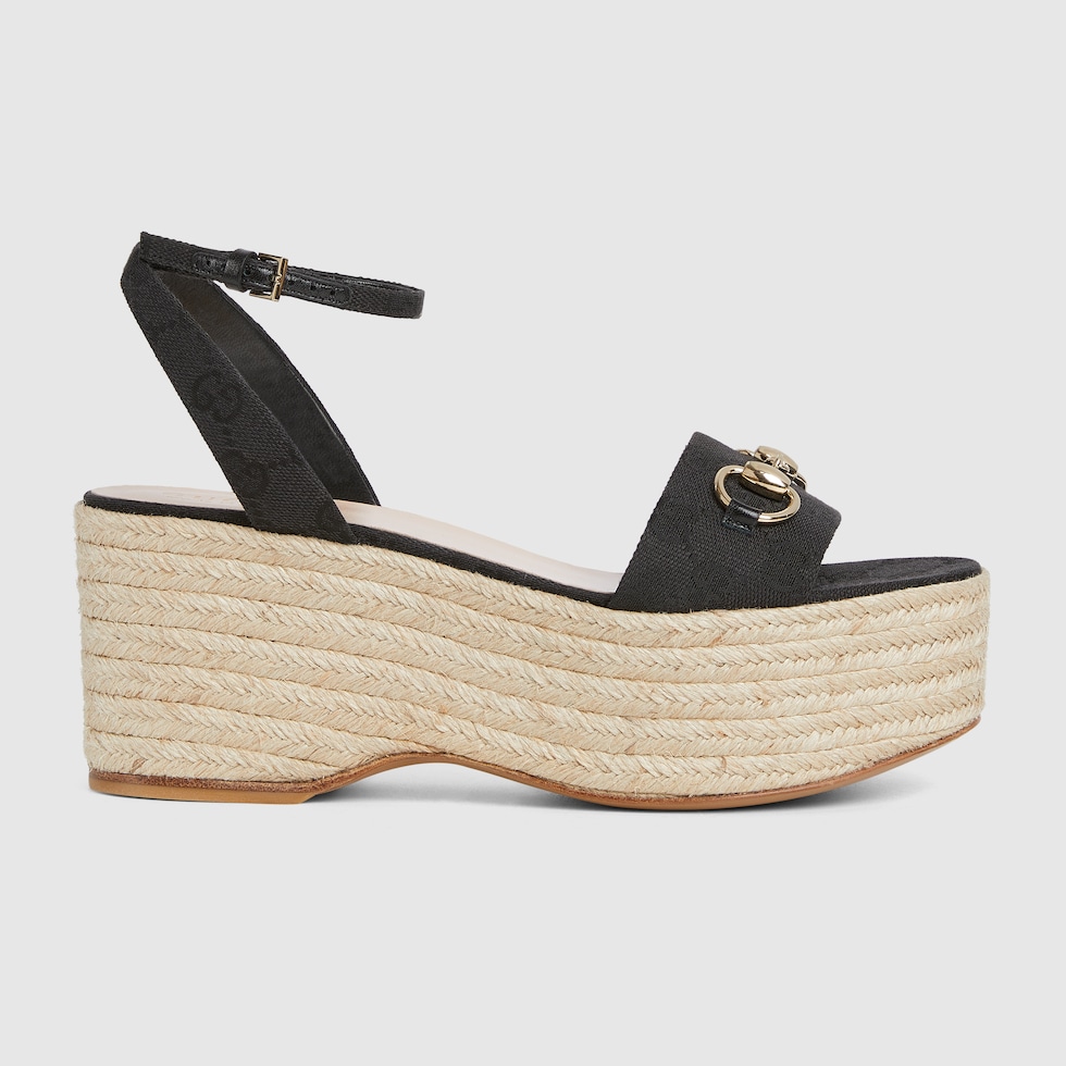 Women's espadrille with Horsebit in black Original GG canvas