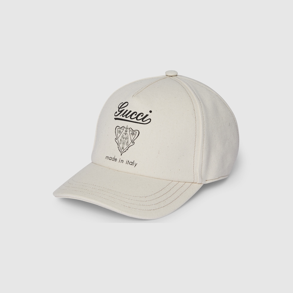 Printed cotton canvas baseball hat in white | GUCCI® US
