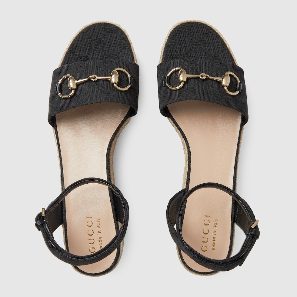 Women's espadrille with Horsebit in black Original GG canvas