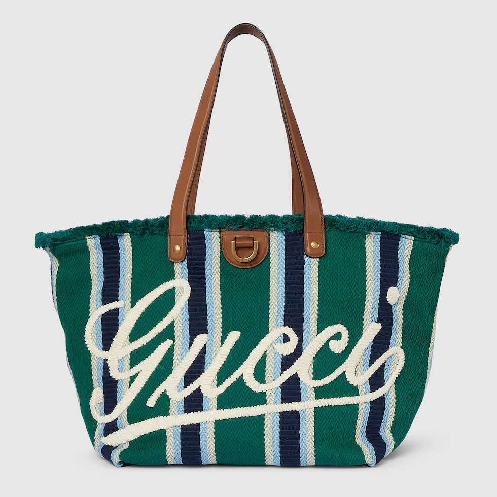 トートバッグ GUCCI medium tote bag in printed canvas Printed canvas large tote bag in Blue Fabric | GUCCI® SI