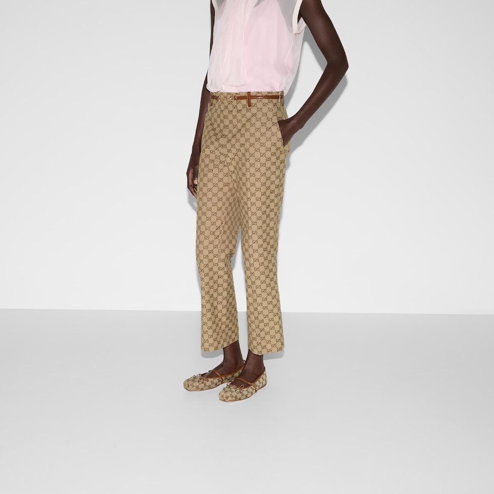 ホースビット付き GGキャンバス パンツ ・キャメル＆ダークブラウン